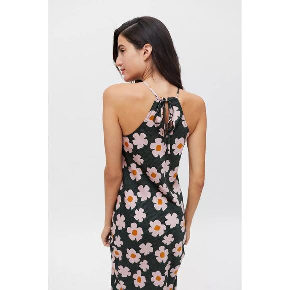 VICI Floral 60’s Halter Tie Back Dress Size L - Picture 2 of 5
